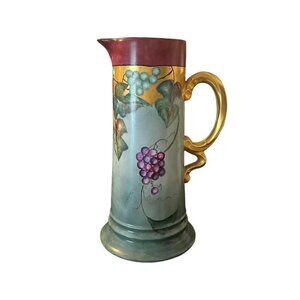 Antique Hand Painted Tall Porcelain Pitcher Tankard Rosenthal Bavaria